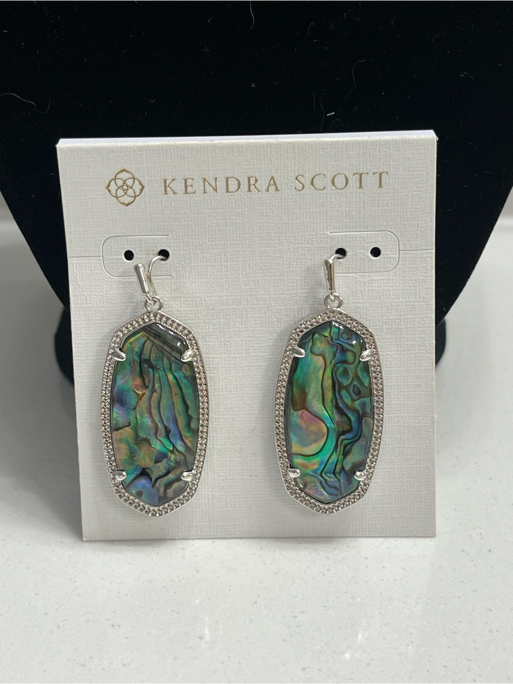 Kendra Scott Elle Abalone Shell Silver Drop Earrings
